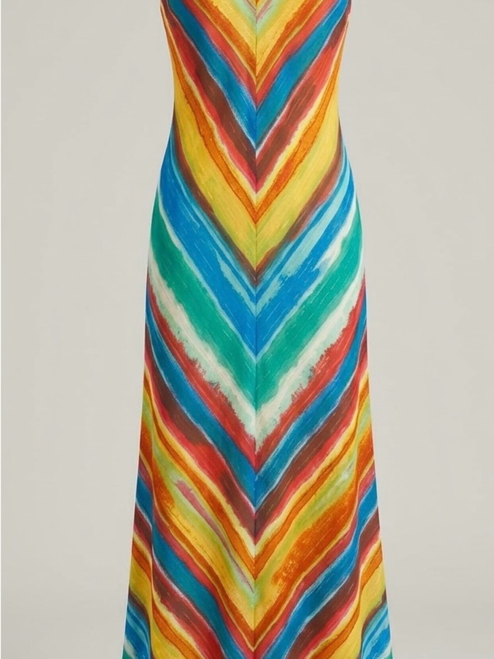 ZARA Trafaluc Multicolored Chevron Maxi Dress - Size Medium - Picture 1 of 3